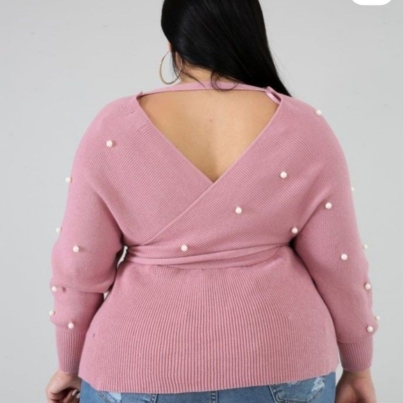 Knit Sweater w/ Pearl Accents - Picture 2 of 6